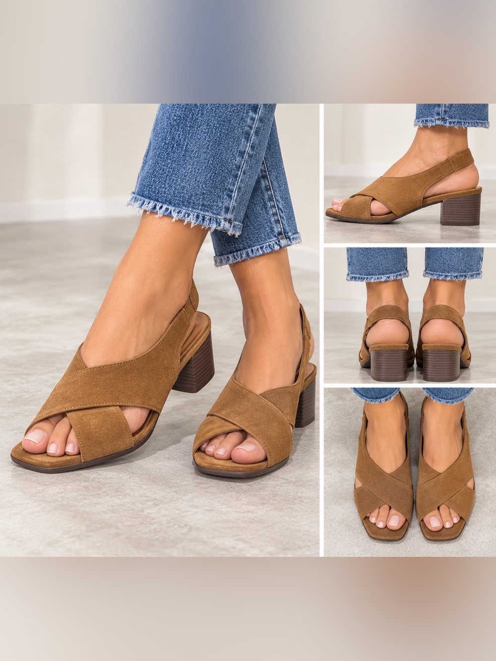 Tahari Marvel Block Heel Suede Slingback Sandals, Women’s 8.5 NWT